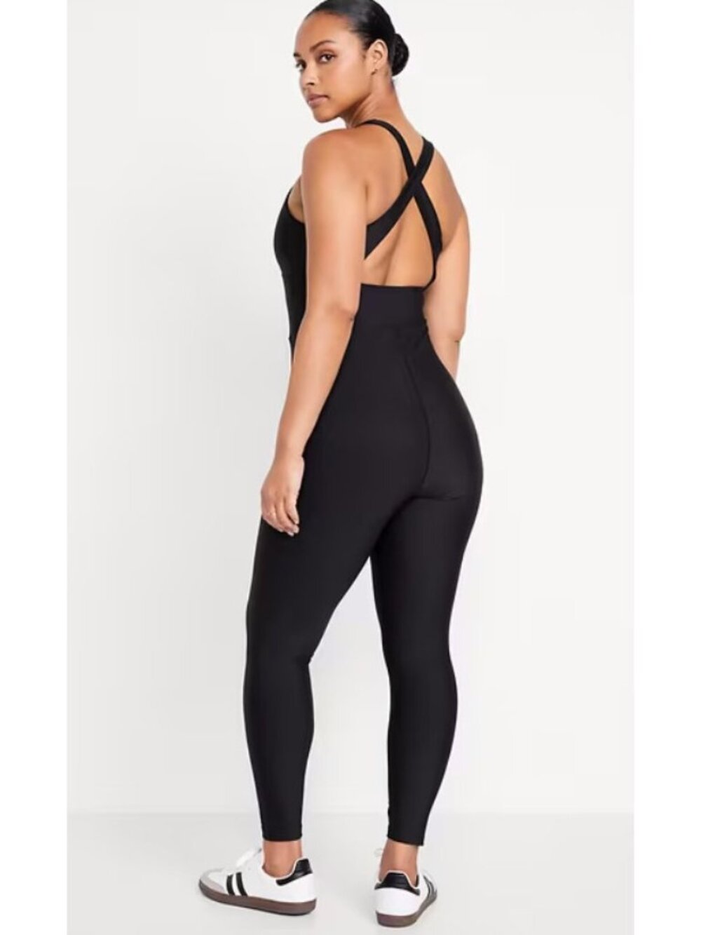 Old Navy women's PowerSoft Sleeveless 7/8 Bodysuit size small black sleeveless - Picture 1 of 6